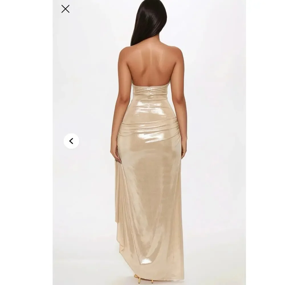 Drapped Metallic Maxi Dress - Picture 4 of 6